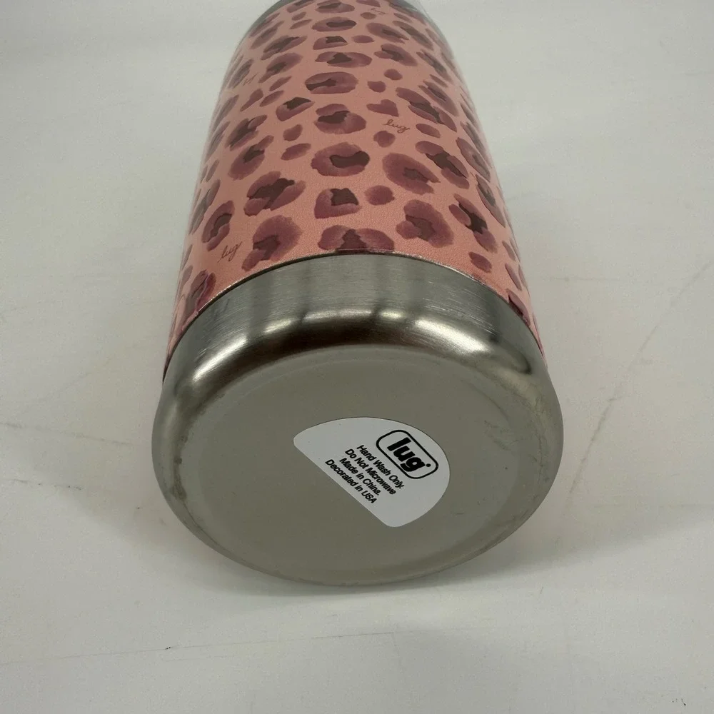 Lug Insulated Stainless Steel Tumbler Pink Leopard Print Travel Mug with Lid